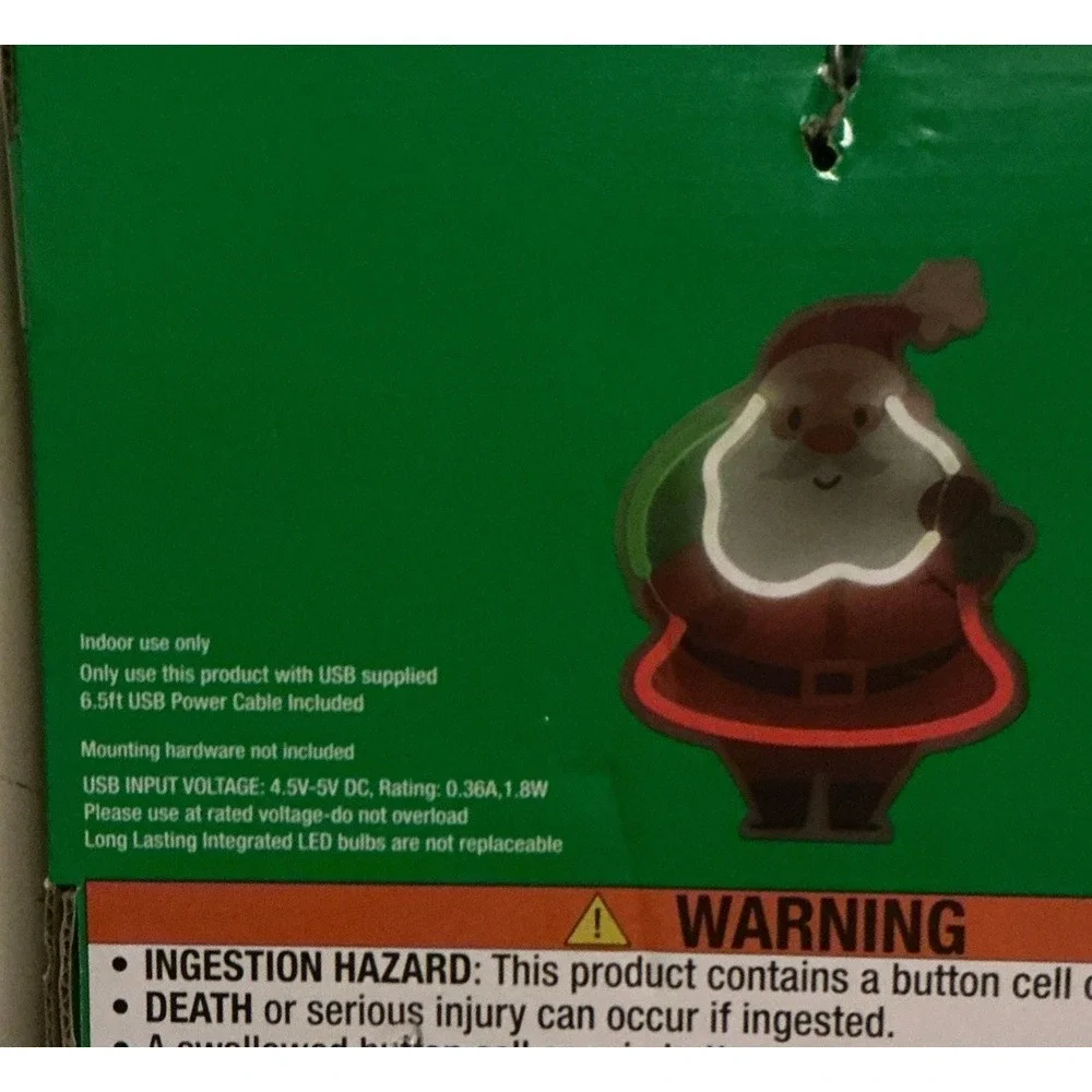 The Christmas Shoppe LED Neon Santa Wall Light,‎ New In Box
